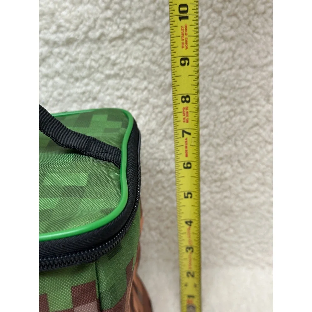 Thermos Minecraft Lunch Box Green Brown Pixelated Grass Block Insulated Bag